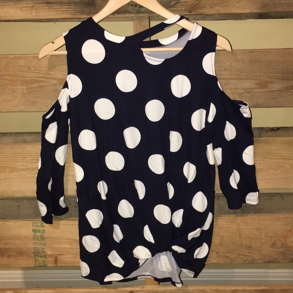 💙Host Pic Navy Polka Dot tee - Picture 2 of 4